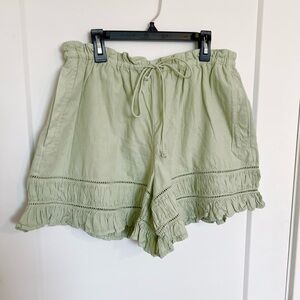 Women's Free People Light Green Ruffle Hem Shorts NWOT